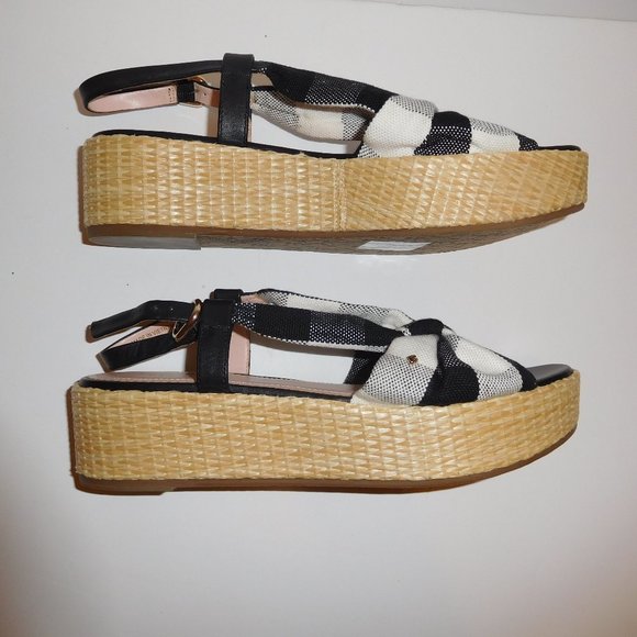Kate Spade Betsy Wedge Black/White Platform Sandals—8.5B - Picture 1 of 7